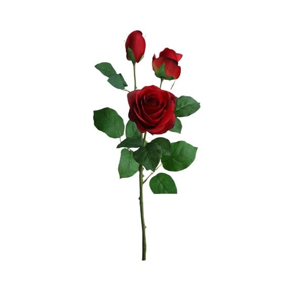 hulanddfd Red Rose Artificial Flowers, Faux 3-Head Roses with Long Stems 21.65in Fake Flower Branches Silk Floral Decorations for Wedding Table Centerpieces Home Party Decor