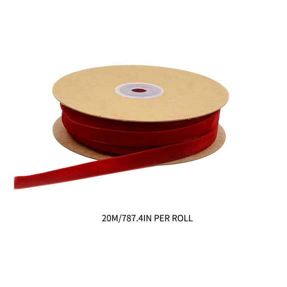 hulanddfd Red Velvet Ribbon, 0.39"x787.4" Corded Ribbon for Gift Wrapping Flower Bouquet Wedding Party Decoration