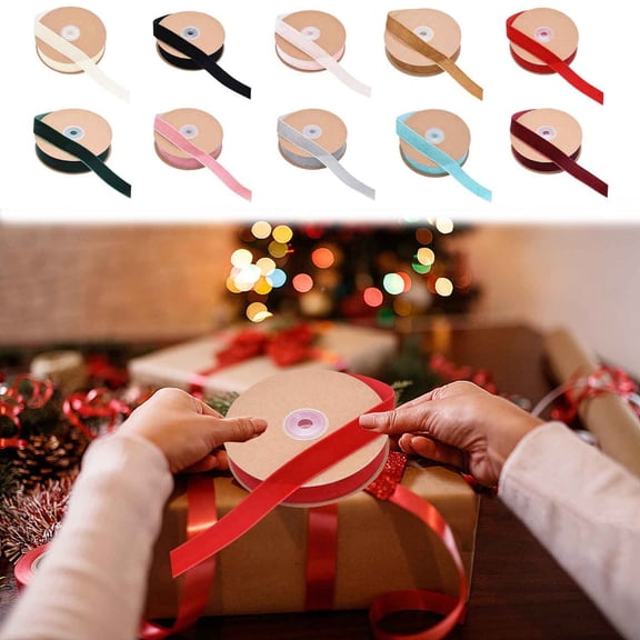 hulanddfd Red Velvet Ribbon, 0.78"x393.7" Corded Ribbon for Gift Wrapping Flower Bouquet Wedding Party Decoration