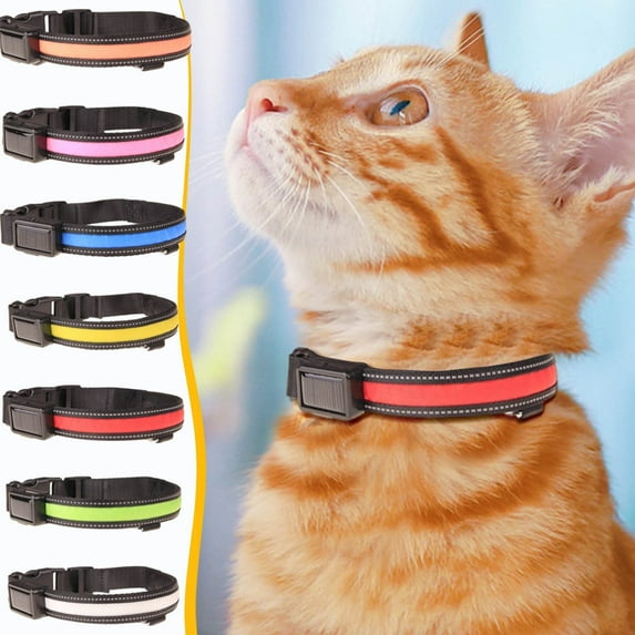 hulanddfd Reflective Dog Collar, Pet Collar Traction with Adjustabe LED Light Solar USB Double Convenience Charging for Medium Large Dogs(Blue,L)