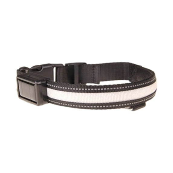 hulanddfd Reflective Dog Collar, Pet Collar Traction with Adjustabe LED Light Solar USB Double Convenience Charging for Medium Large Dogs(White,L)