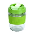 thumbnail image 1 of hulanddfd Reusable Glass Straws Cup, 400ml Portable Coffee Mug with Lid Lock Cold Hot Drinking Cup for Work Travel Daily Outing Green, 1 of 6