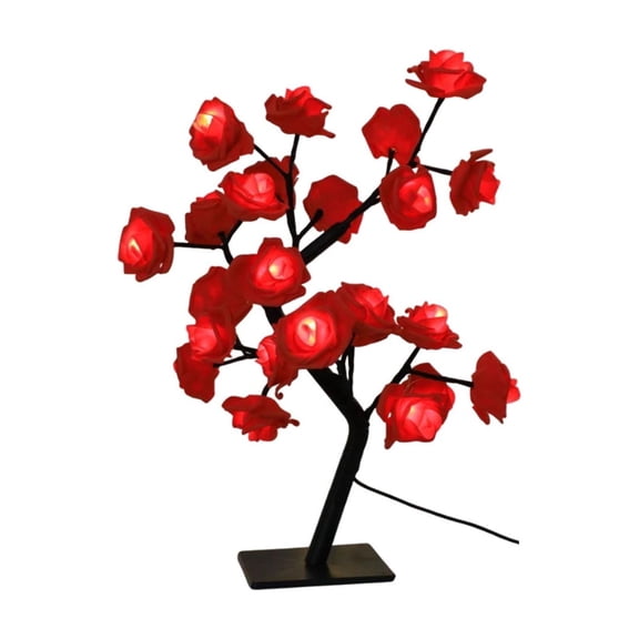 hulanddfd Rose Flower Tree Lamp, 17.72"x4.72" Rose Tree Night Light with 24LEDs USB Powered Portable Romantic Tabletop Ambiance Ornaments for Bedroom Restaurant Birthday party and Valentine Red