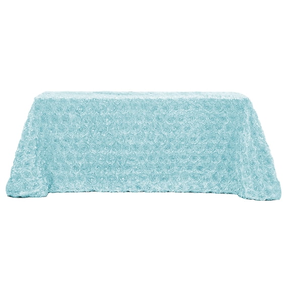 hulanddfd Rosette Tablecloth 50 Inches Rotund Table Cover Rosette 3D Satin Tablecloth for Dinner Wedding Birthday Party Reception Table Decoration, Blue
