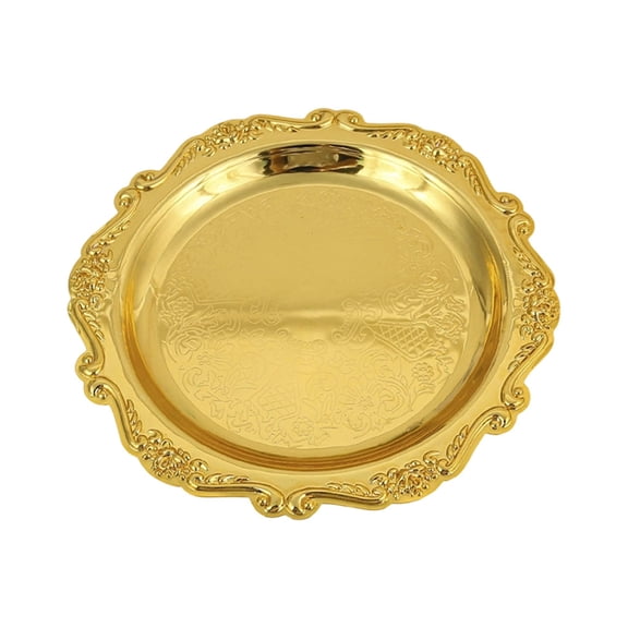 hulanddfd Round Decorative Tray Metal Dessert Plates Vintage Coffee Table Tray for Snack Fruit