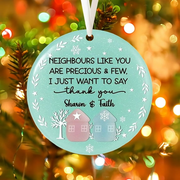 hulanddfd Sea Glass Ornament - 1pc Blue Round 3D Flat Acrylic Pendant Christmas Hanging Decoration for Xmas Tree Gifts for Friends Friendship Heart Souvenirs 3.1"/8cm