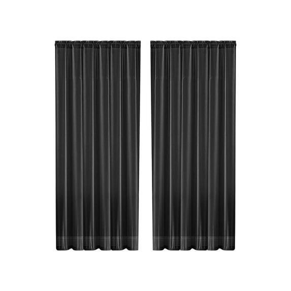 hulanddfd Semi-Sheer Curtain 83.86"x53.97" Soft Solid Color Rod-Pocket Curtain for Living Room Bedroom Balcony Black