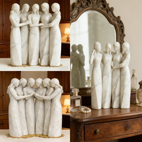 hulanddfd Sisters Resin Ornament Celebrating Friendship Handmade White Sister Sculpture Suitable for Placement in Bookshelves Bedrooms Offices Guest Rooms Tea Cabinets, Hotels