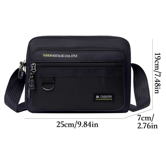 hulanddfd Sling Bag for Men, Black Crossbody Bag with Multi-compartments and Adjustable Strap 9.84"x7.48"x2.76" Leather Daypack for Travel Running Hiking Outdoor and Work Casual Daily Use