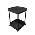 thumbnail image 1 of hulanddfd Small Modern Ovals Side Table with Storage Basket, End Table Living Room Plastic Mobile Sofa Side Table Small Night Stand for Living Room Bedroom Bathroom, 2-Tier Storage Rack(Black), 1 of 6