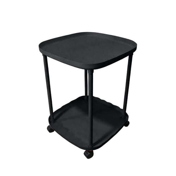 hulanddfd Small Modern Ovals Side Table with Storage Basket, End Table Living Room Plastic Mobile Sofa Side Table Small Night Stand for Living Room Bedroom Bathroom, 2-Tier Storage Rack(Black)