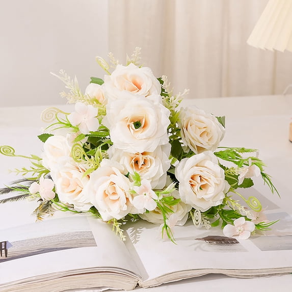 hulanddfd Small Roses Artificial Flowers Fake Flower with Stems Silk Flower for Outdoors Wedding Home Hotel Decorations(Light Pink)