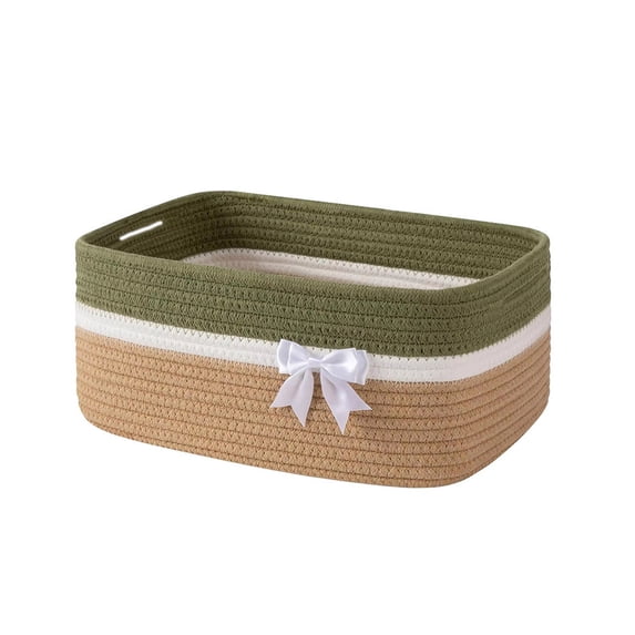 hulanddfd Small Storage Basket Cottons Rope Basket Toilet Paper Baskets Storage Bin for Kitchen Bathroom Dining Table(Army Green)