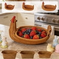 thumbnail image 1 of hulanddfd Small Woven Wicker Open Storage, Chicken Shaped Rattan Woven Shelf Baskets Stackable Shelf Basket with Handle for Fruit Kitchen Living Room Bedroom Bathroom Tabletops, 1 of 7