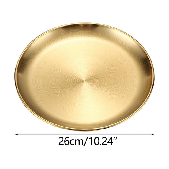 hulanddfd Stainless Steel Dinner Plate, Matte Brushed Designs, 10.24" Gold Metal Stainless Steel Dinner Dishes Unbreakable Reusable Plates for Main Dishes Grilled Meat Dessert Salad and Fruit