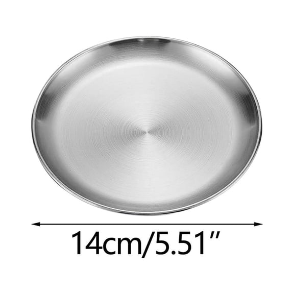 hulanddfd Stainless Steel Dinner Plate, Matte Brushed Designs, 5.51" Silver Metal Stainless Steel Dinner Dishes Unbreakable Reusable Plates for Main Dishes Grilled Meat Dessert Salad and Fruit