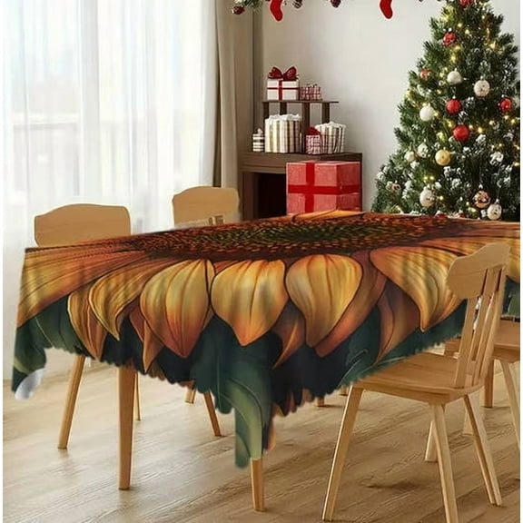 hulanddfd Sunflower Tablecloth, 55.11x86.61 inches Rectangle Vintage Table Cloth Waterproof Polyester Table Covers for Dining Room Kitchen Decor