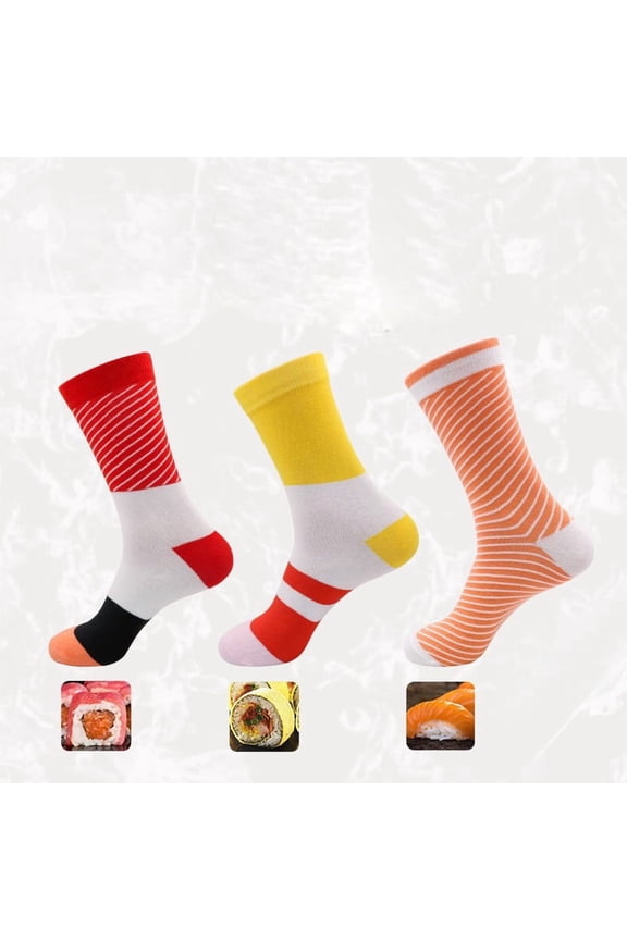 Sushi Socks Box for Men Women - 3 Pairs, Food Themed Socks Gift Set Birthday Holiday Gift for Sushi Lover