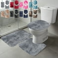 thumbnail image 1 of hulanddfd Thickened 3-Piece Bathroom Rug Set, Bath Rug + Contour Mats + Toilet Seat Cover, Washable Fast Dry Absorbent Soft Microfiber Bathroom Mat(Gray), 1 of 6