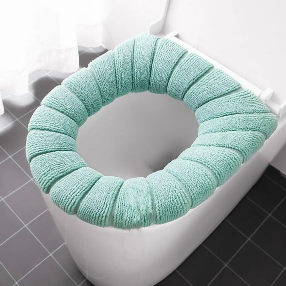 hulanddfd Toilet Seat Cover Pads - Soft Warm Thickened Toilet Cushion Green Washable Toilet Mat Bathroom Accessories Set