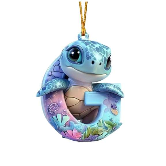 hulanddfd Turtle 26 Letters Ornament, Personalized Sea Turtle Designs Initials Pendant with Sturdy Hanging String Sea Designs for Tree Wall Door Bedroom Living Room Home Decor Gift for Family (G)