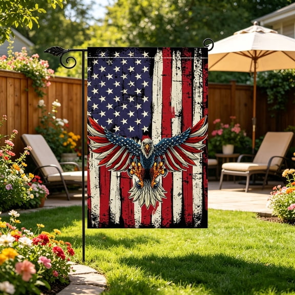 hulanddfd USA Pleated Bunting Fan Flags, 18 x 12 Inch Red White and Blue Rectangle Flag Bunting Banners Patriotic Garden Flag for 250th Anniversary, Memorial Day, 4th of July Decoration