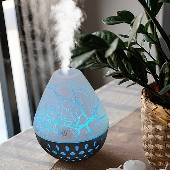 hulanddfd USB Humidifier Aromatherapy Diffuser, Wood Grain Crack Night Light, 200ML Large Capacity, Adjustable Timer, Quiet Operation, Moisturizing and Relaxing for Bedroom and Living Room(Brown)