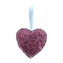 hulanddfd Valentine's Day Heart Ornament - 3.34"x3.34" Hot Pink Small Glitter Pendant Valentine Sequin Heart-Shaped Hanging Decor for Wall Door Bookshelf