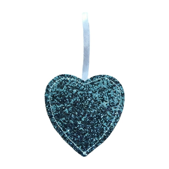 hulanddfd Valentine's Day Heart Ornament - 3.34"x3.34" Light Blue Small Glitter Pendant Valentine Sequin Heart-Shaped Hanging Decor for Wall Door Bookshelf