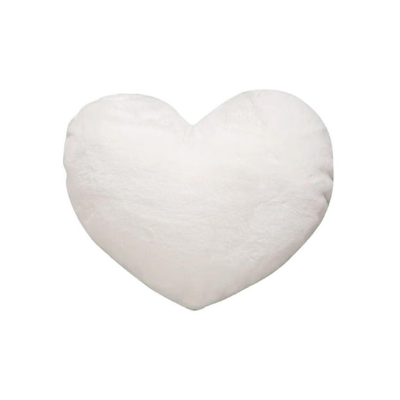 hulanddfd Valentine's Day Heart Shaped Throw Pillow, 9.84"x12.99" Faux Fur Solid Color Pillow Soft Sofa Couch Throw Cushion for Living Room Bedroom Decor White
