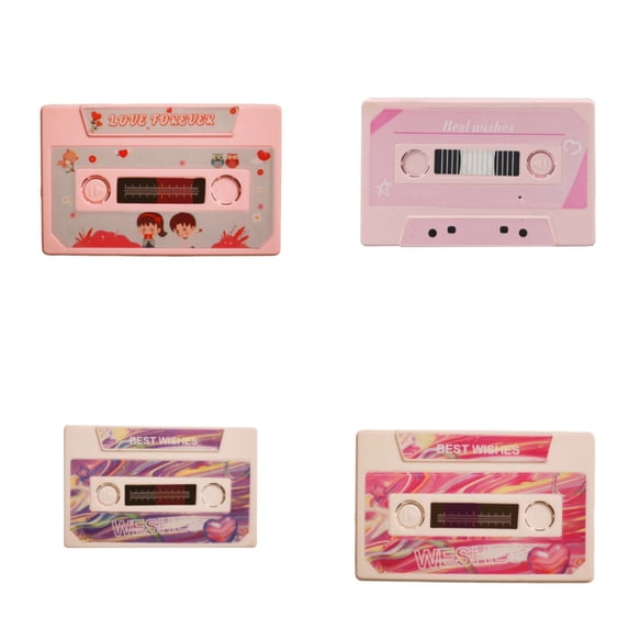 hulanddfd Valentine's Day Recording Cards Set of 4, Personalized Voice Message Vintage Tape Shape Recording Message Cards for Valentine's Day Anniversary Birthday Souvenirs Gift 10cm*6cm/3.9"x2.36"