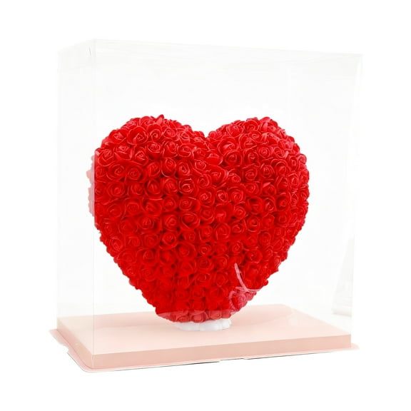 hulanddfd Valentine's Day Rose Heart, 5.91"x5.91" Heart Shaped Foam Artificial Rose Head Decor Desktop Centerpiece Wedding Party Romantic Floral Arrangement Gift for Women Red