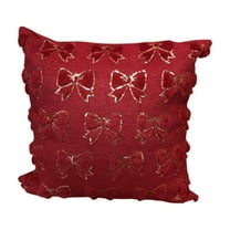 hulanddfd Valentine's Day Throw Pillows Cover, 17.32x17.32inches Bowknot Sequined Pillowcase with Patterns Square Polyester Plushy Seat Cushion Cover for Sofa Couch Bedroom Living Room Decor Red