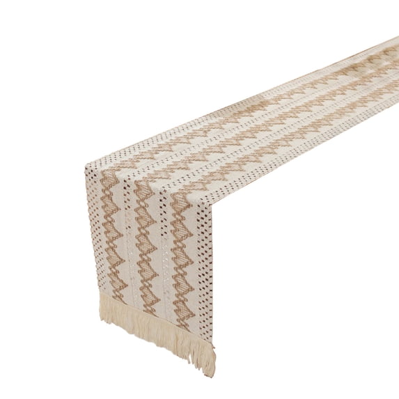 hulanddfd Valentines Day Table Runner with Tassels, Farmhouses Braided Stripe Table Runner Dining Kitchen Tabletop Centerpiece Decor for Wedding Party Bridal Showers Birthday(Khaki, 12"×55")