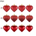 thumbnail image 1 of hulanddfd Valentines Day Tree Ornaments - Set of 24pcs 1.77" Heart-Shaped Pendant Shatterproof Hanging Balls Decoration for Valentine Decor Tree and Wedding Party Gifts for Lover Red, 1 of 6