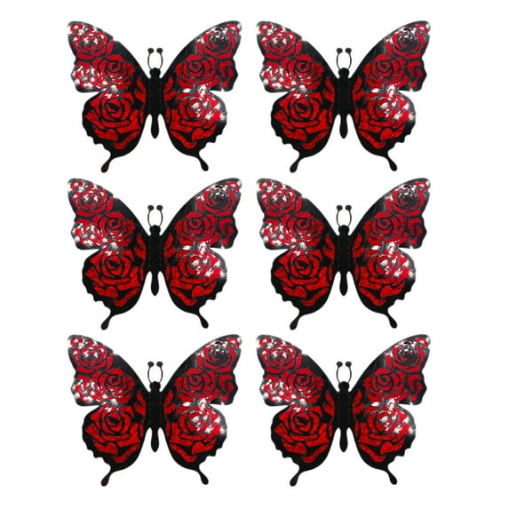 hulanddfd Valentines Day Wall Decor - Red and Black Butterflies Wall Stickers Removable Shiny Butterflies Decals for Windows Refrigerator Bedroom Bathroom Home Wedding Party Decor