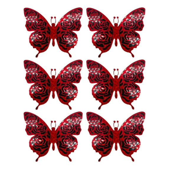 hulanddfd Valentines Day Wall Decor - Red and Black Butterflies Wall Stickers Removable Shiny Butterflies Decals for Windows Refrigerator Bedroom Bathroom Home Wedding Party Decor