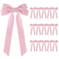 thumbnail image 1 of hulanddfd Velvet Christmas Tree Bows Set - 16pcs 7.7"x4.9" Bows Pendant, Pink Christmas Bows Hanging Decotation for Xmas Tree Wreath and Home Party, 1 of 7