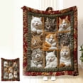 thumbnail image 1 of hulanddfd Vintage Cats Blanket, 27.56x39.37in Warm Fleece Bohemian Blanket with Cats Patterns Soft Throw Blanket for Couch Bed Travel, 1 of 8