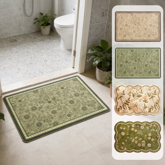 hulanddfd Vintage Floral Area Rug 23.6 x 15.7 Inch, Rustics Farmhouses Floor Carpet Waterproof Non-Slip Kitchen Mats Heavy Duty Comfort Rug for Entryway Bathroom Living Room