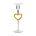thumbnail image 1 of hulanddfd Vintage Glass Candle Holders 8.26" High Foot Heart-shaped Candlestick for Dining Tabletop Fireplace Decor Holiday Gift for Lover Yellow, 1 of 5