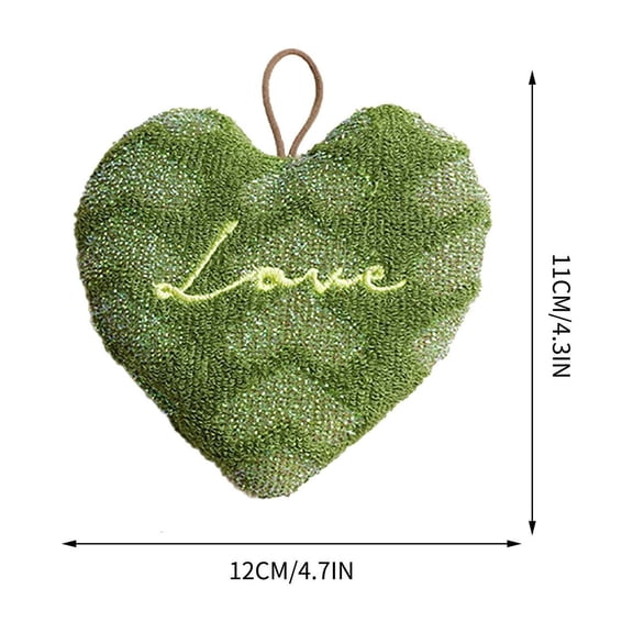 hulanddfd Vintage Net Sponge for Kitchen, Thickened Double Sided Heart-shaped Scouring Cloth with Embroidered Patterns Light Green Kitchen Cleaning Cloth for Dishes Pots Bowls Pans