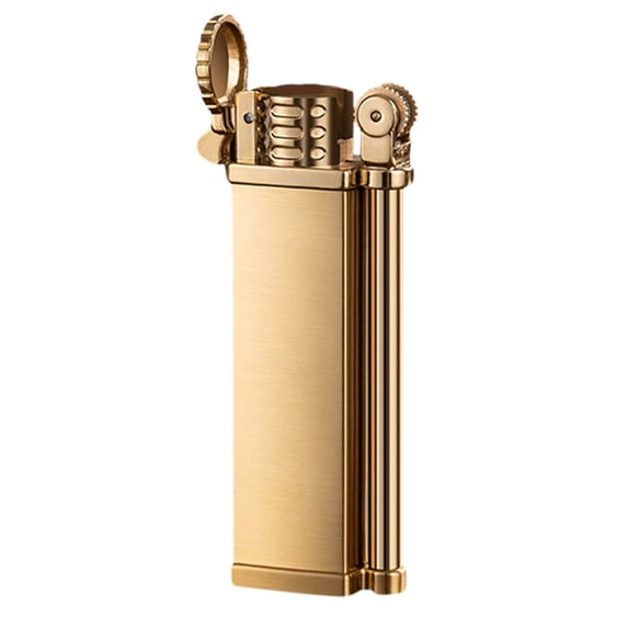 hulanddfd Vintage Windproof Lighter, Gold Metal 3.1x1in Refillable Lighter with Adjustable Flame for BBQ Kitchen Fireplace Candles