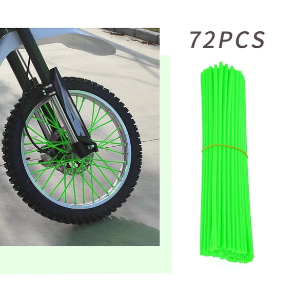 hulanddfd Wheel Spoke Decoration Set, Bicycle Motorcycle Spoke Sleeve, 72pcs Colorful Plastic Wheel Spoke Decorations, Easy Installation Durable Lightweight Accessories(Green)