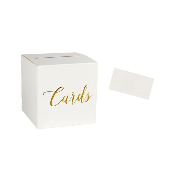 hulanddfd White Cards Box with Gold Foil Designs, Gifts Cards Receiving Box for Wedding Party Anniversaries Birthday Raffle Graduations(White)