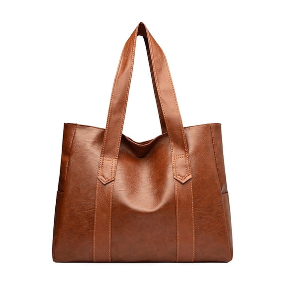 hulanddfd Womens Large Tote Shoulder Handbag Purse Travel Satchel Stylish Leather Handle Bag, Brown