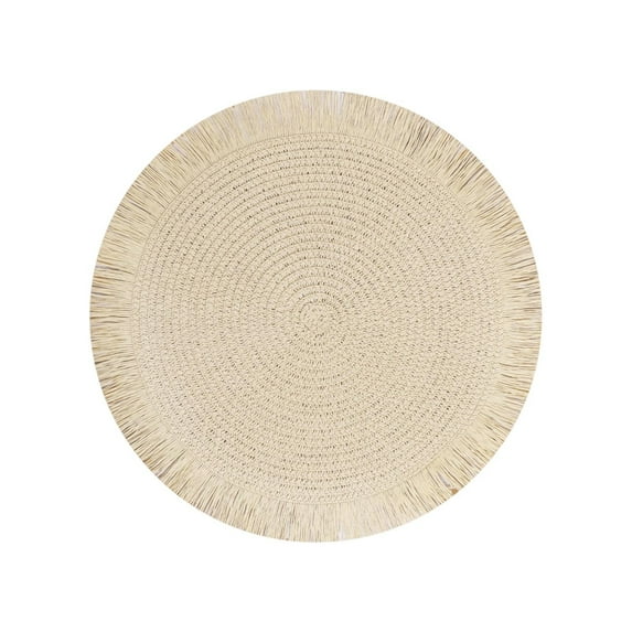 hulanddfd Woven Placemats, Round Table Mat-Woven for Kitchen and Dining Decor Heat Insulation Pad for Kitchen or Cooking Beige