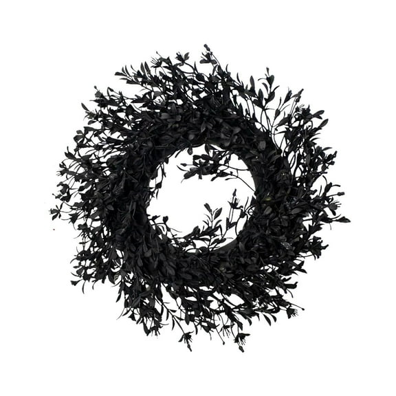 hulanddfd Wreath for Front Door, 11.81in Artificial Wreath with Leaves, for Indoor Outdoor Porch Window Home Xmas Decor Black
