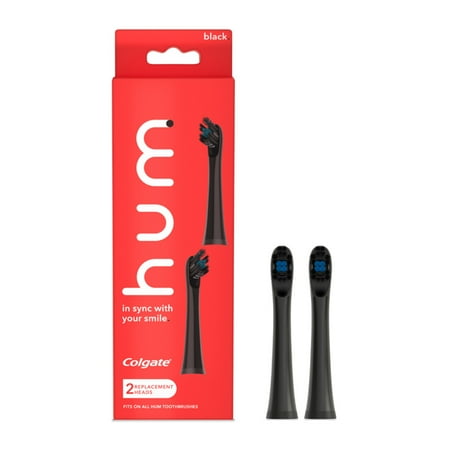 hum by Colgate Replacement Toothbrush Heads, Black, 2 Count