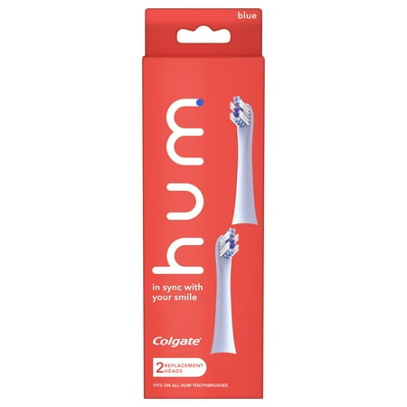 hum by Colgate Replacement Toothbrush Heads, Blue hum Replacement Heads, 2 Pack